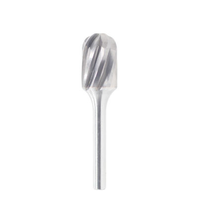 Mata bor karbida aluminium potong bentuk C 12mm*25mm dengan diameter gagang 6mm. Mata bor karbida silinder berujung bola