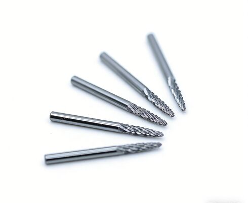 Solid Carbide Rotary Burr SF-43, Diameter 1/8-Inch, Bentuk Pohon Dengan Ujung Berkilau, Potong Ganda Untuk Baja