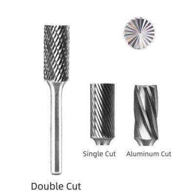 Harga yang bagus SB Cylindrical End Cut tungsten Carbide Burrs 12mm*25mm Standard Double Cut With 6mm Shank daring