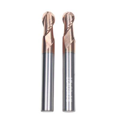 Harga yang bagus 8mm Dia R4*8*16*8*60 2Flutes TiAISiN Karbida Ball Nose End Mill Untuk Carbon Steel Alloy Steel Cast Iron daring